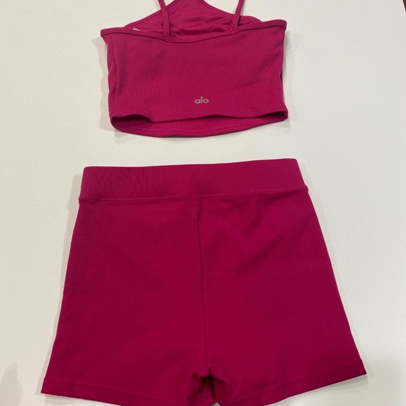 Alo yoga pink magenta crush sports bra xs biker shorts s   2 pc set - Picture 8 of 13